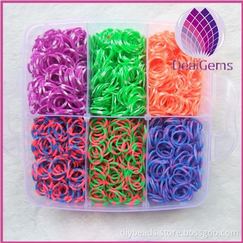 rubber bands in three layers plastic box with components loom bands for kids diy jewerly